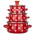 Набор эмалированных кастрюль Kelli KL-4169, 6 предметов (красный)