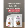 Влажный корм для котят с Индейкой и Шпинатом, кусочки в соусе, 85г 12 шт брит КЕА