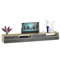 Две ТВ тумбы Ларго 1,4 цвет корпус дуб сонома/фасады МДФ графитово-серый глянец, 280х46х35 см, НЕ ун. сб.