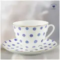 Чайная пара 250 мл. Форма Весенняя, рисунок Polka dot. Костяной фарфор. Чашка для чая. Императорский фарфоровый завод ИФЗ ЛФЗ