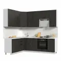Кухонный гарнитур угловой, без столешницы, Пасаденна h=2370мм, 180х240см Белый / Угольный Камень