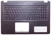 Клавиатура (топ-панель) для ноутбука Asus X570UD-1B черная c черным топкейсом без подсветки