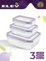 Набор стеклянных пищевых контейнеров Eley 3 штуки 400 мл, 880 мл и 1900 мл