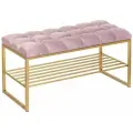 Банкетка RUBY MINI, золотой, Dusty Pink, каретная стяжка