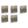 Переключатель проходной Systeme Electric Atlas Design 2-клавишный, 10А, 10 AX, Шампань - 5 шт.