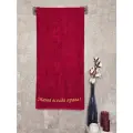 Полотенце махровое BIO-TEXTILES 70*140 с вышивкой мама всегда права! бордовое для женщины девушке маме подруге сестре банное в подарок 100% хлопок подарок на 14 февраля Святое Валентина для парочек