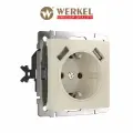 Розетка с заземлением, шторками и USBх2 слоновая кость W1171503