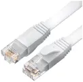GCR Патч-корд PROF плоский прямой 7.5m, UTP медь кат.6, белый, 30 AWG, ethernet high speed 10 Гбит/с, RJ45, T568B