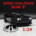 Машинка Dodge Challenger SRT Hellcat с дымом. Металлическая модель автомобиля Додж Челленжер Демон Форсаж черный 21см. Инерционная игрушка машина 1:24