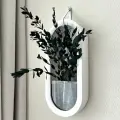 Настенное овальное декоративное кашпо белое 35х15 см на стену интерьерное с сухоцветами Molecula Decor, эвкалипт