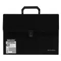 3 шт. Папка-портфель пластиковая BRAUBERG А4 (332х245х35 мм), 13 отделений, фактура диагональ, черная, 221375