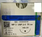 УНИФЛЕКС мононить ПВДФ, USP 2-0 (МР 3) синяя 75 см, с иглой Режущая HS-30, (5 шт/уп), шовный хирургический материал Линтекс (Россия)