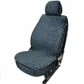 Накидки-чехлы для Мерседес-Бенц ЦЛ-класс (2002 - 2006) купе-хардтоп / Mercedes-Benz CL-Class на передние сиденья Luxe VB, Велюр, Черный с синей строчкой.