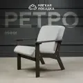Кресло для отдыха ретро мини с низкой спинкой от Мягкой посадки, обивка серый велюр