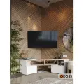 Тумба под телевизор напольная угловая 170*30,9*44,7 белый/дуб вотан
