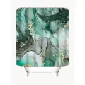 Штора для ванной тканевая 180x180 см SeaRoom с кольцами, шторка для душа водоотталкивающая, изумрудный мрамор