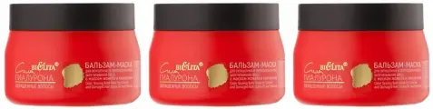 Белита Бальзам-маска для окрашенных и поврежденных волос Сила гиалурона, Запечатывание цвета, с маслом жожоба и гиалуроном, 300 мл, 3 шт
