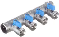 Коллектор Henco 1 ВР(г) х 4 выхода 3/4 НР(ш) ЕК х 1 НР(ш) с шаровыми кранами (VB060504-BLAUW)