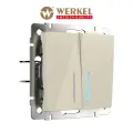 Проходной двухклавишный выключатель/переключатель с подсветкой Werkel W1122103 слоновая кость IP20