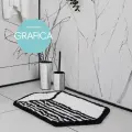 Коврик для ванной комнаты и туалета противоскользящий белый и черный 50х85 см, Grafica