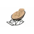 Кресло папасан-качалка мини с ротангом черное, бежевая подушка