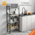 Стеллаж STRONG loft, светло-серый, металлический напольный с 4 деревянными полками, шкаф стеллаж для рассады, 147х60х35 см, гростат