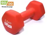 Гантель GO DO в виниловой матовой неопреновой оболочке. Вес 5 кг. (Красный)