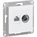 Розетка двойная, белая, ТВ + компьютерная RJ45, кат. 5Е, Schneider Electric AtlasDesign (комплект 5шт)