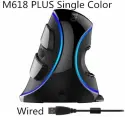 Delux M618 PLUS Вертикальная мышь, игровая проводная эргономичная мышь, беспроводная, 6 кнопок, 4000 точек на дюйм, оптическая правая рука для ПК, ноутбука, M618 Single color