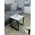 Журнальный столик на металлическом каркасе (маленький, Мрамор белый)