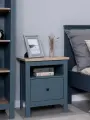 Тумба прикроватная ГУД лакк Сага, 1 ящик, 51х41х62 см, направляющие с доводчиком, темно-бирюзовая/ясень