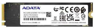 SSD диск A-Data Legend 710 512ГБ M.2 2280, PCIe 3.0 x4, NVMe, радиатор охлаждения, для ПК и ноутбука