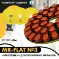 Набор дисков алмазных (черепашек, АГШК) для полировки мрамора с водяным охлаждением MR-Flat № 3, 100 мм (3 шт.). / Круги шлифовальные по камню / Черепашки с водяным охлаждением / Черепахи по мрамору