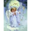 Алмазная мозаика на подрамнике / Картина стразами Два ангелочка 40х50 , сложность 5, цветов 19, Komas