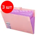 Комплект 3 шт, Папка-органайзер на кнопке 12 отделений, BRAUBERG Extra, А4, персиковая с лавандовым, 271931