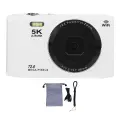 5K Digital Camera 72MP 2.8 Inch Ultra HD Screen 16x Zoom Auto Focus WiFi with Built in Flash for Travel Photography White 64GB