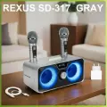 REXUS SD-317 (Gr) - караоке колонка, LED подсветка, Bluetooth, USB, AUX, TF
