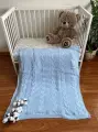 Плед для новорожденного одеяло 100х100 плед детский вязаный голубой