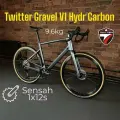 Велосипед Twitter Gravel V1 Full-hydr Carbon, 9.6 кг, 700х40с гревел шоссейный взрослый, 54 см 12 скоростей, цвет серый графит