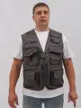 Жилет мужской сетчатый серый разгрузочный строительный, для рыбалки, охоты, 2xl