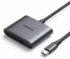 Картридер Ugreen CM387 USB-C - SD/TF, USB 2.0, серый(80798)