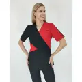 Медицинский костюм (хирургичка) вилан короткий рукав, черный/красный, размер 60-62, рост 170-176