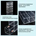 Футляр органайзер для очков, с выдвижными ящиками, прозрачный, пластиковый.