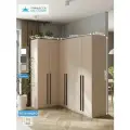 Угловой шкаф для одежды распашной с ящиками, Принцесса Мелания, Кашемир, 2200х2100х1300мм