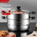 Maxcook Stainless Steel Steamer Pot, 26CM Two-Layer Composite Bottom, Compatible with Gas And Induction Stoves, MCZ753