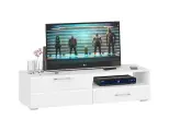 Тумба под телевизор СВК Ларго, МДФ цвет белый глянец, размер ШхГхВ 140х46х35см