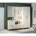 Прихожая столплит Ассоль с зеркалом, с 7 крючками, с тумбой, МДФ, Кашемир серый/МДФ Кашемир, 220х46х217 см