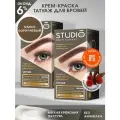 Studio Стойкая краска для бровей с эффектом татуажа Темно-коричневая, 30/20 мл - 2 штуки