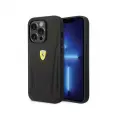 Ferrari для iPhone 14 Pro чехол Leather Stamped sides Hard Black