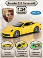 WELLY машинка металлическая коллекционная масштабная модель 1:24 Porsche 911 Carrera S4 желтый